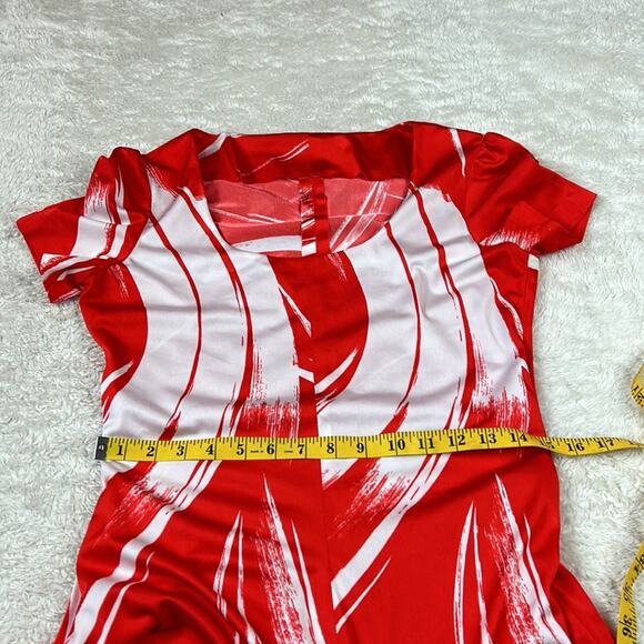 Vintage 70s Unbranded a line maxi dress in red and white, size small - Picture 6 of 9